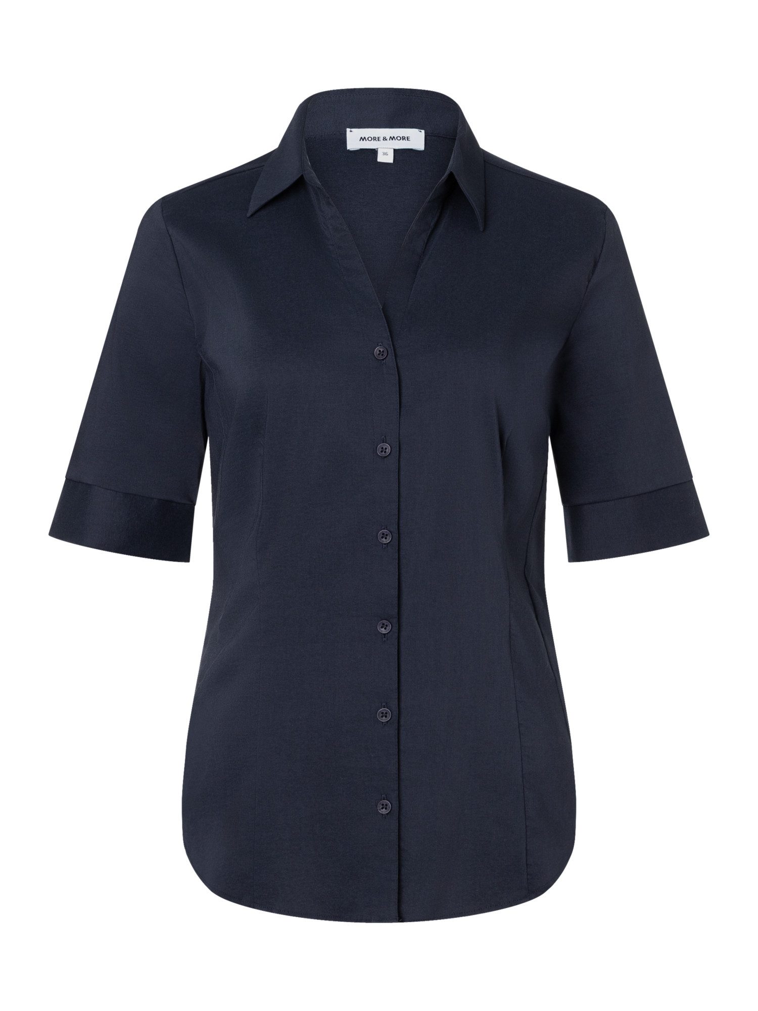 MORE&MORE Kurzarmbluse klassische, taillierte Basic-Bluse