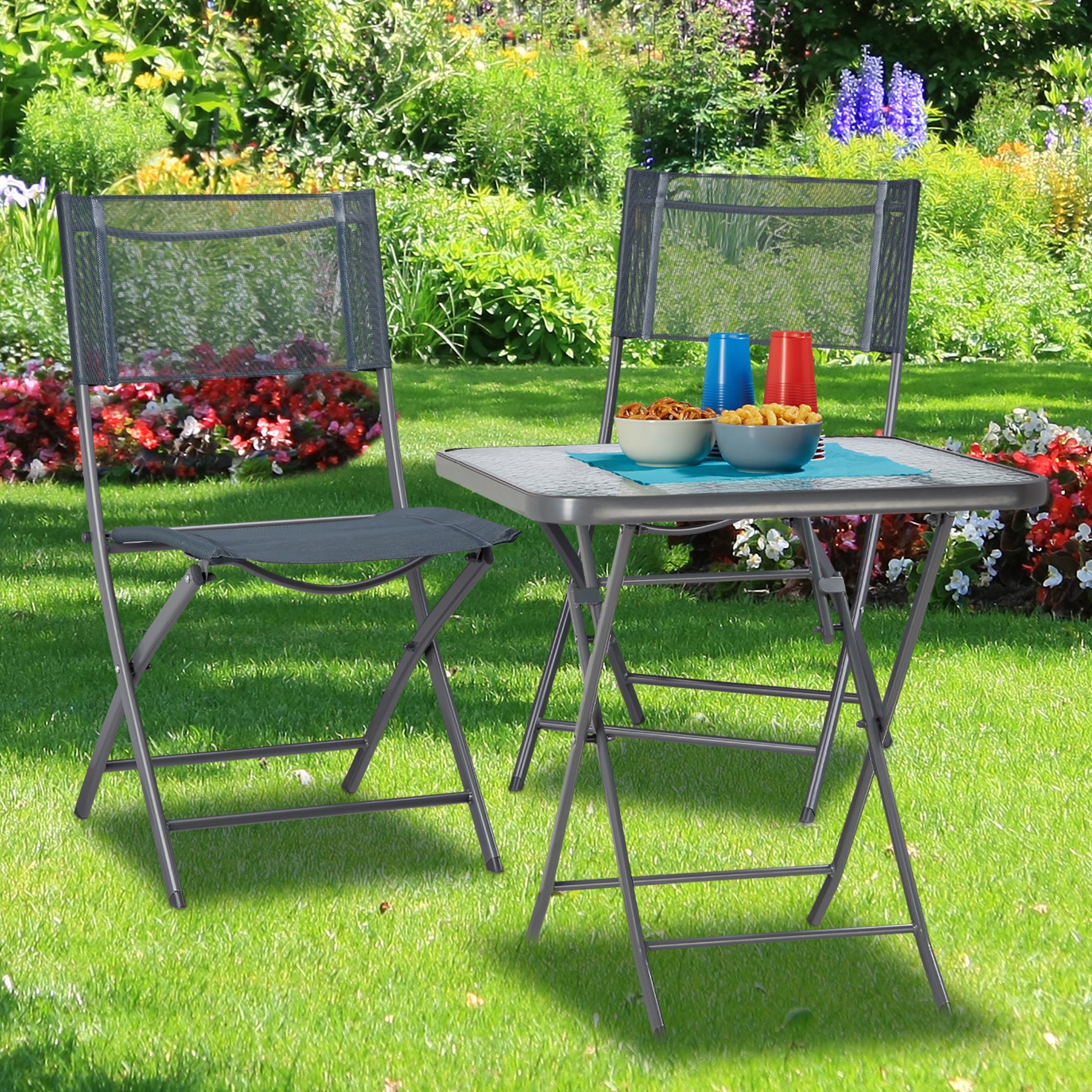 relaxdays Gartentisch Balkontisch klappbar mit Glas günstig online kaufen