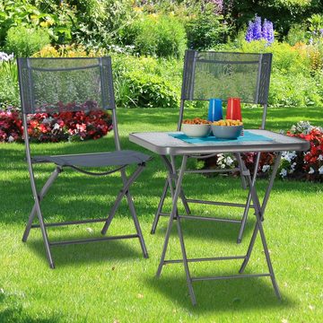 relaxdays Gartentisch Balkontisch klappbar mit Glas STRUK