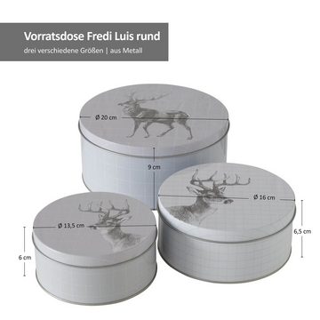 BOLTZE Vorratsglas 3tlg Set Gebäckdose Fredi Luis Ø13,5-20cm Metall Plätzchenbox, Metall