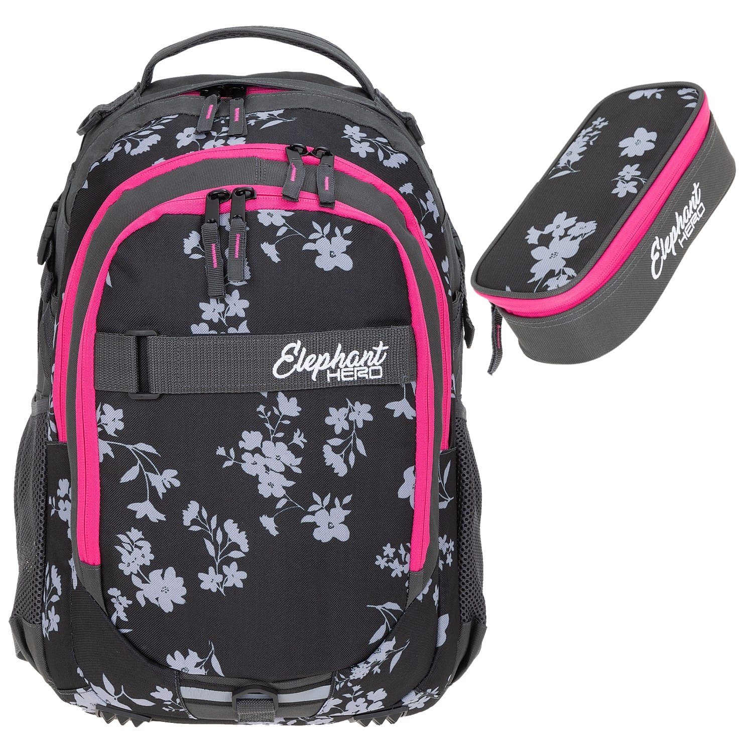 ELEPHANT Schulrucksack Hero Signature Schultasche (2 Teile Set), Rucksack + Mäppchen Box