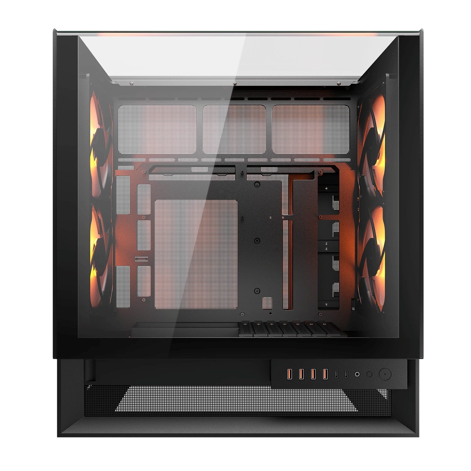 Cougar Gaming-Gehäuse OmnyX BK, Midi-Tower, USB/Audio, 2x USB-C 3.2 Gen2, 4x USB 3.0, ATX, schwarz, 4 Lüfter vormontiert