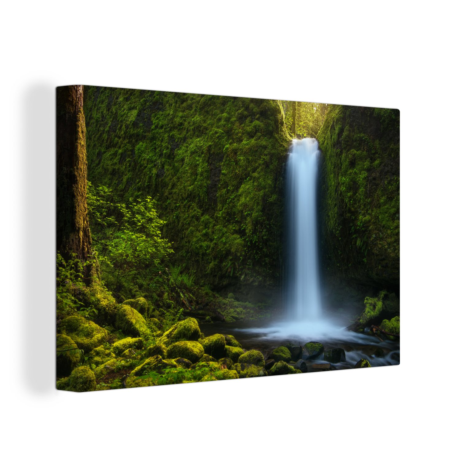 Natur, Wasserfall (1 Leinwandbild St), Wandbild - cm OneMillionCanvasses® Wanddeko, bunt Aufhängefertig, Leinwandbilder, - 30x20 Dschungel