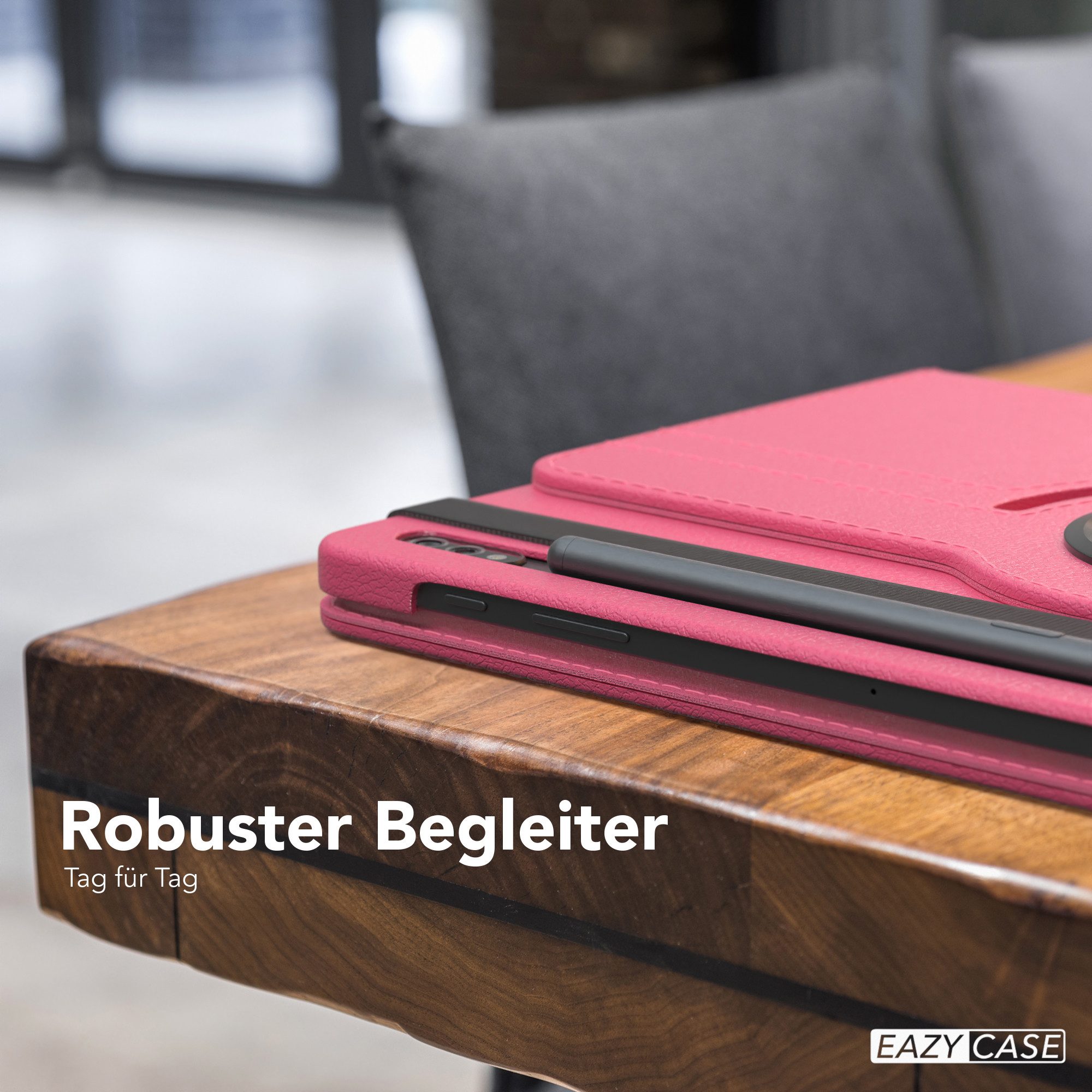 EAZY CASE Tablet-Hülle Rotation Case für Samsung Galaxy Tab S8 Plus / S7+ 12,4 Zoll, Klapphülle zum Aufstellen Rundum Hülle Book Tablet Slim Klappcase Pink