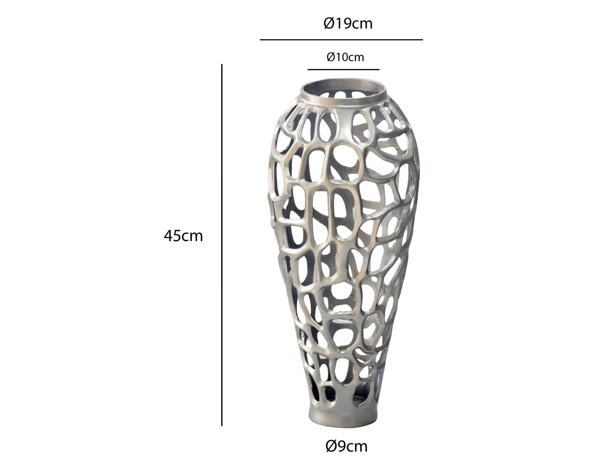 FINEBUY Bodenvase FB77218 Vase 45 cm Silber Standvase Blumenvase Wohndeko Groß (Skulpturale Dekovase für Trockenblumen und Zweige), Große Metallvase aus glänzen – Bild 3 von 5