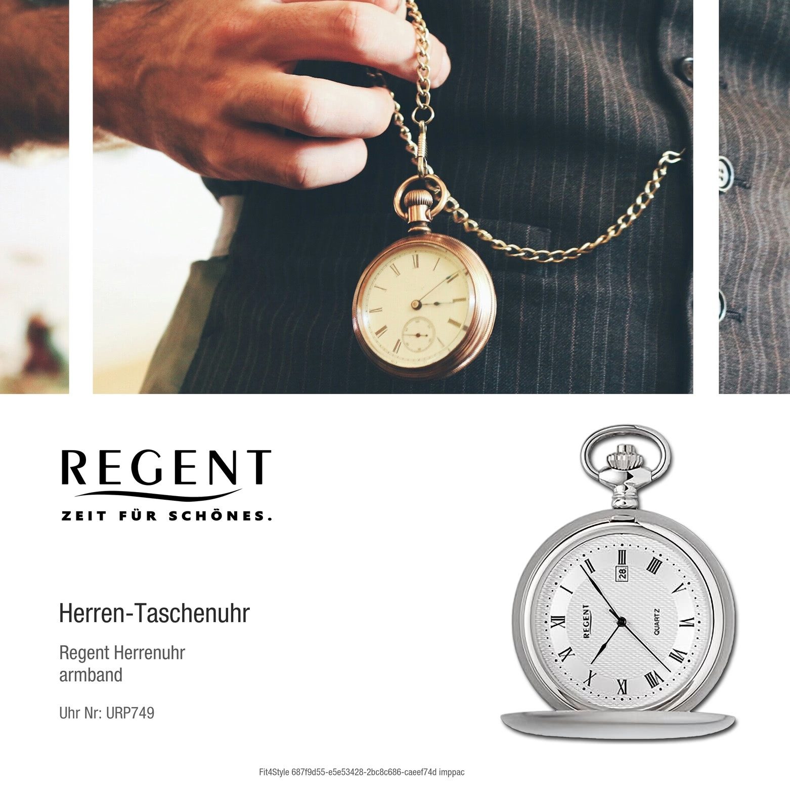 Regent Taschenuhr Regent Herren Taschenuhr Analog Gehäuse, (Analoguhr), Herren Taschenuhr rund, extra groß (ca. 48mm), Stahl, Elegant