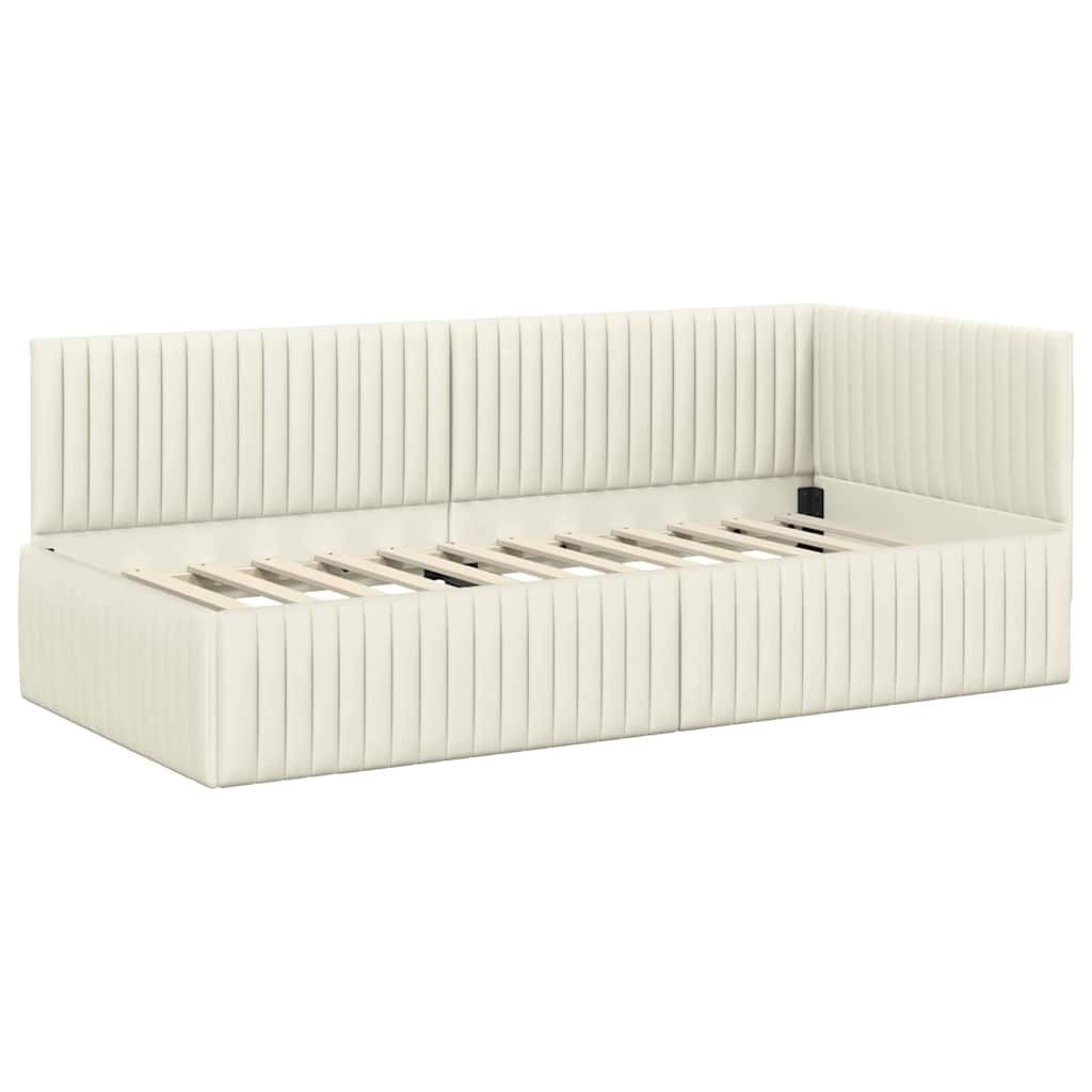 vidaXL Bett Eckbettgestell mit Kopfteil Creme günstig online kaufen