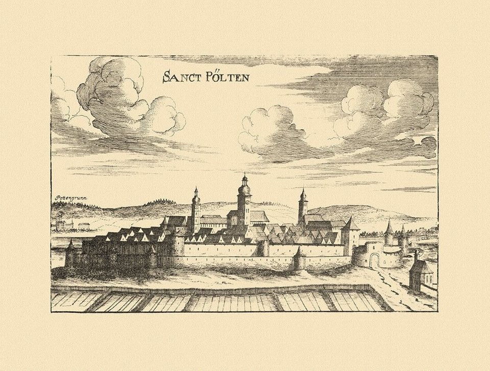 Kunstdruck Stadt St. Pölten Sanct Sankt Pölten Vischer Österreich