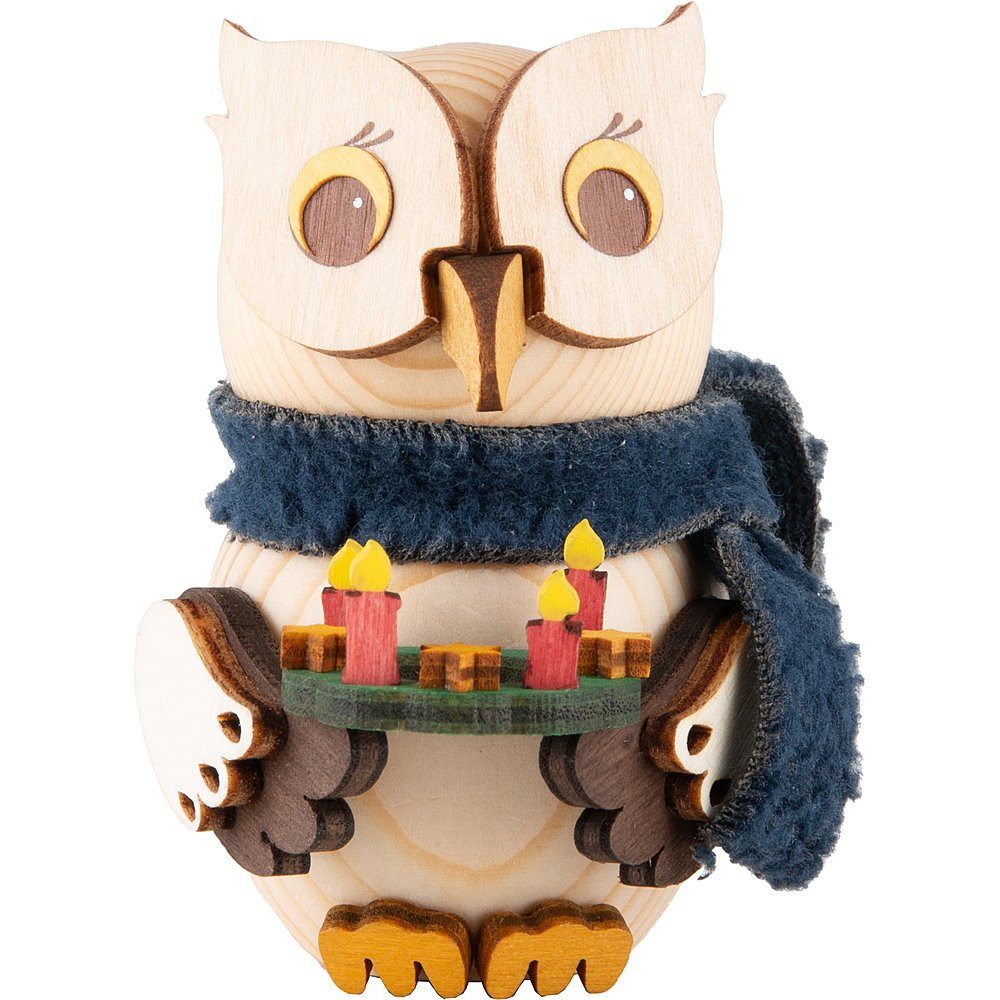 Kuhnert Dekofigur Mini-Eule mit Adventskranz (7cm) von Drechslerei Kuhnert