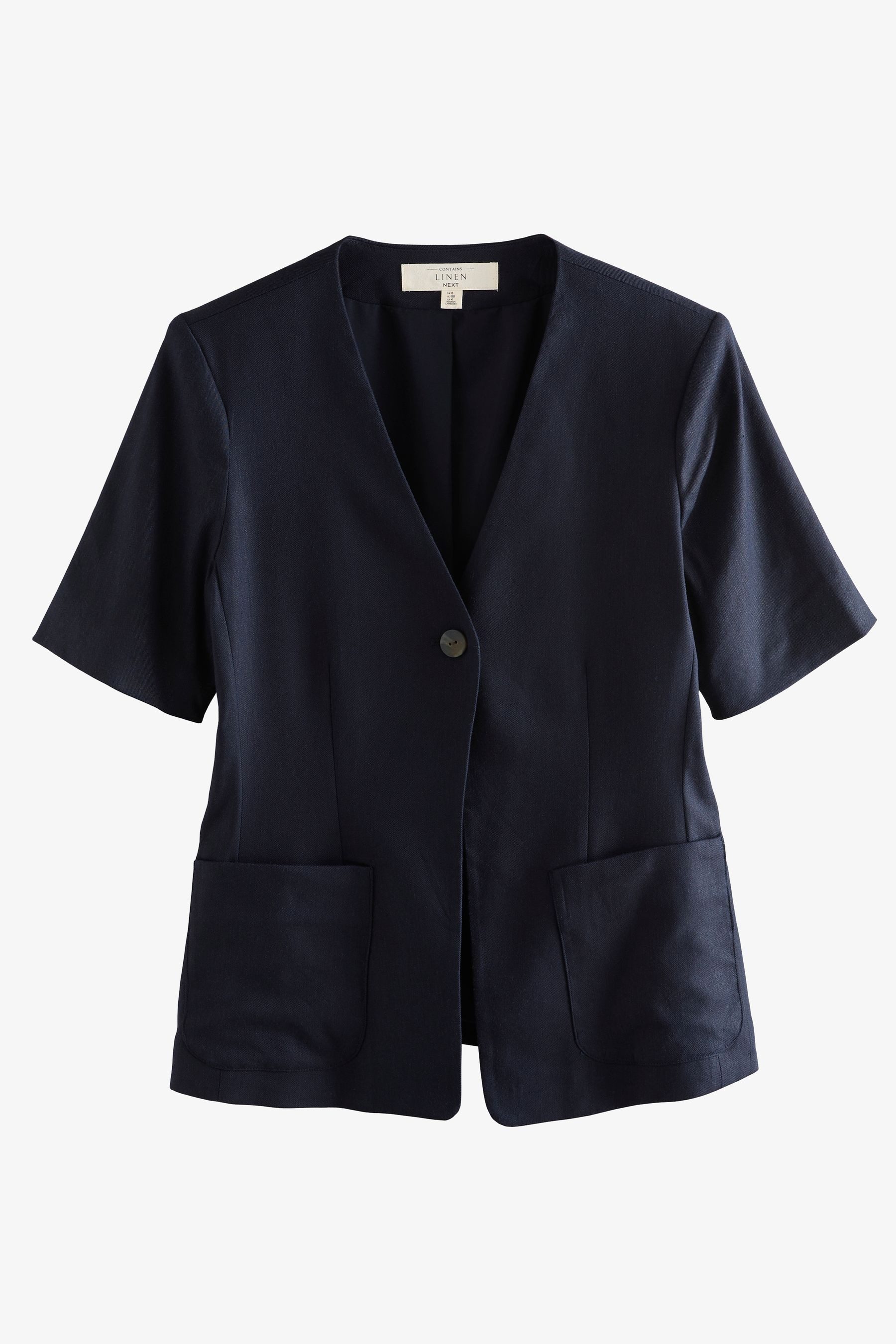 Jackenblazer Kurzarm-Jacke mit Leinenanteil