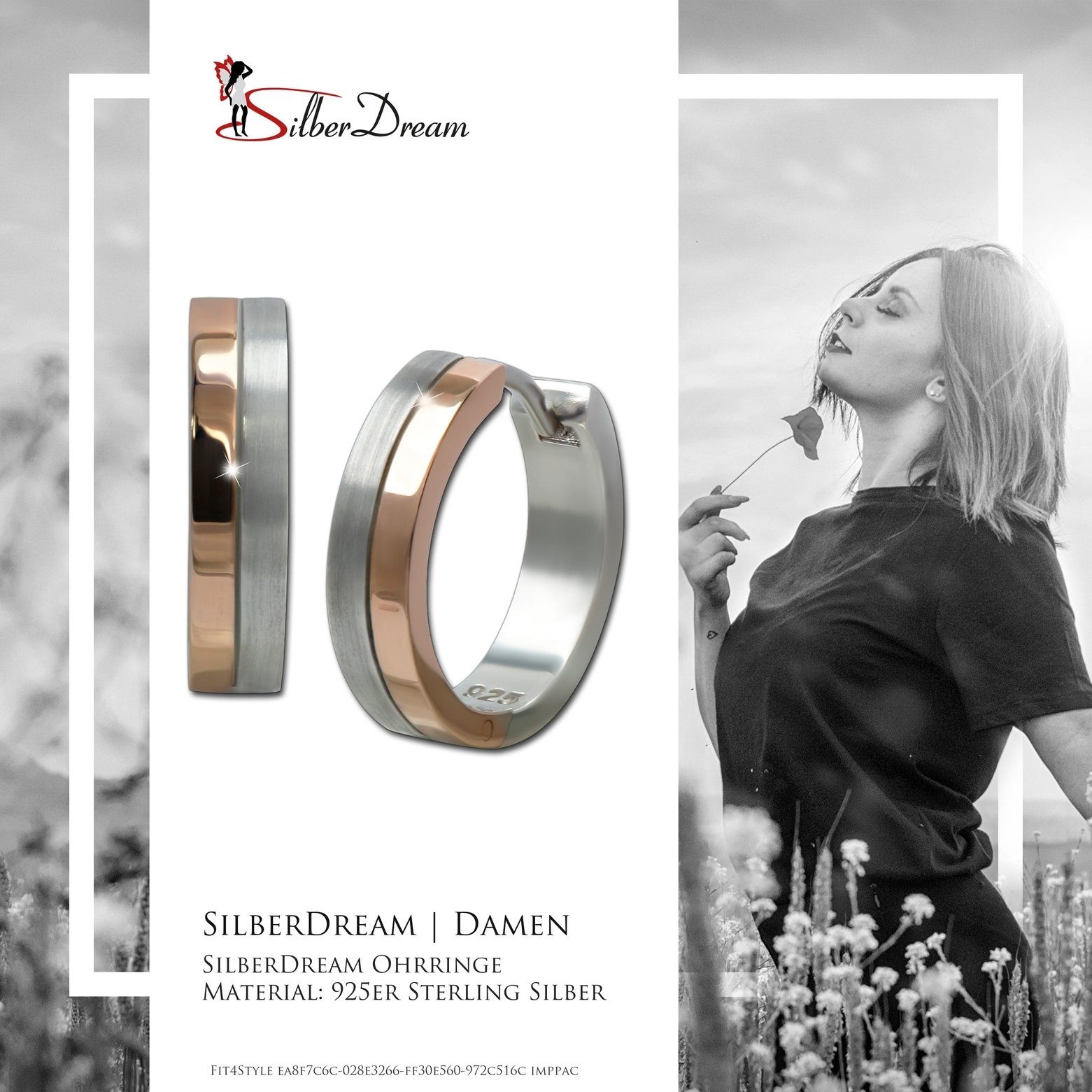 SilberDream Paar Creolen SilberDream Creole Bicolor rose Silber (Creolen), Damen Creolen Bicolor gold/silber aus 925 Sterling Silber, Farbe: silb