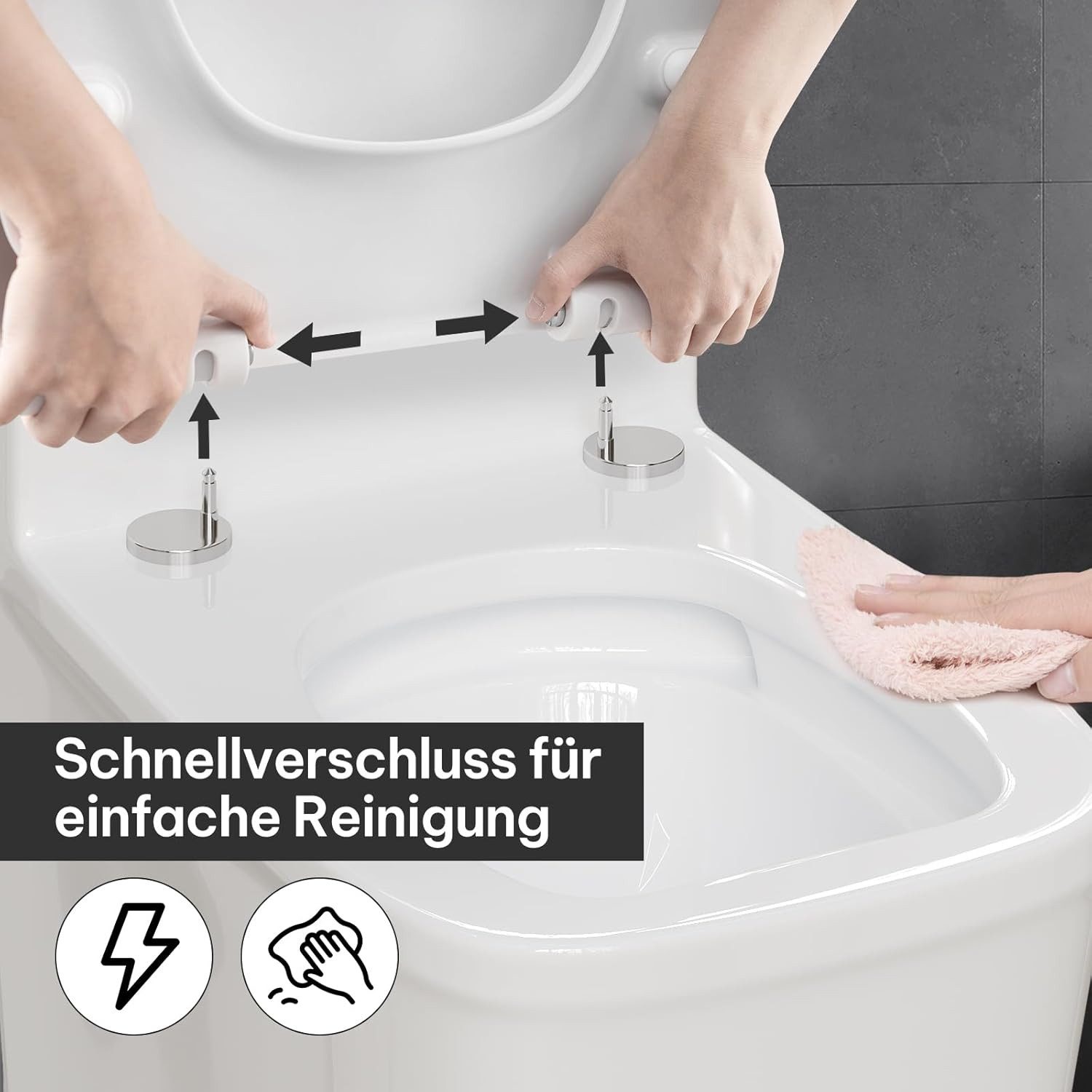 EUGAD WC-Sitz (1-St), Toilettendeckel Klodeckel mit Absenkautomatik