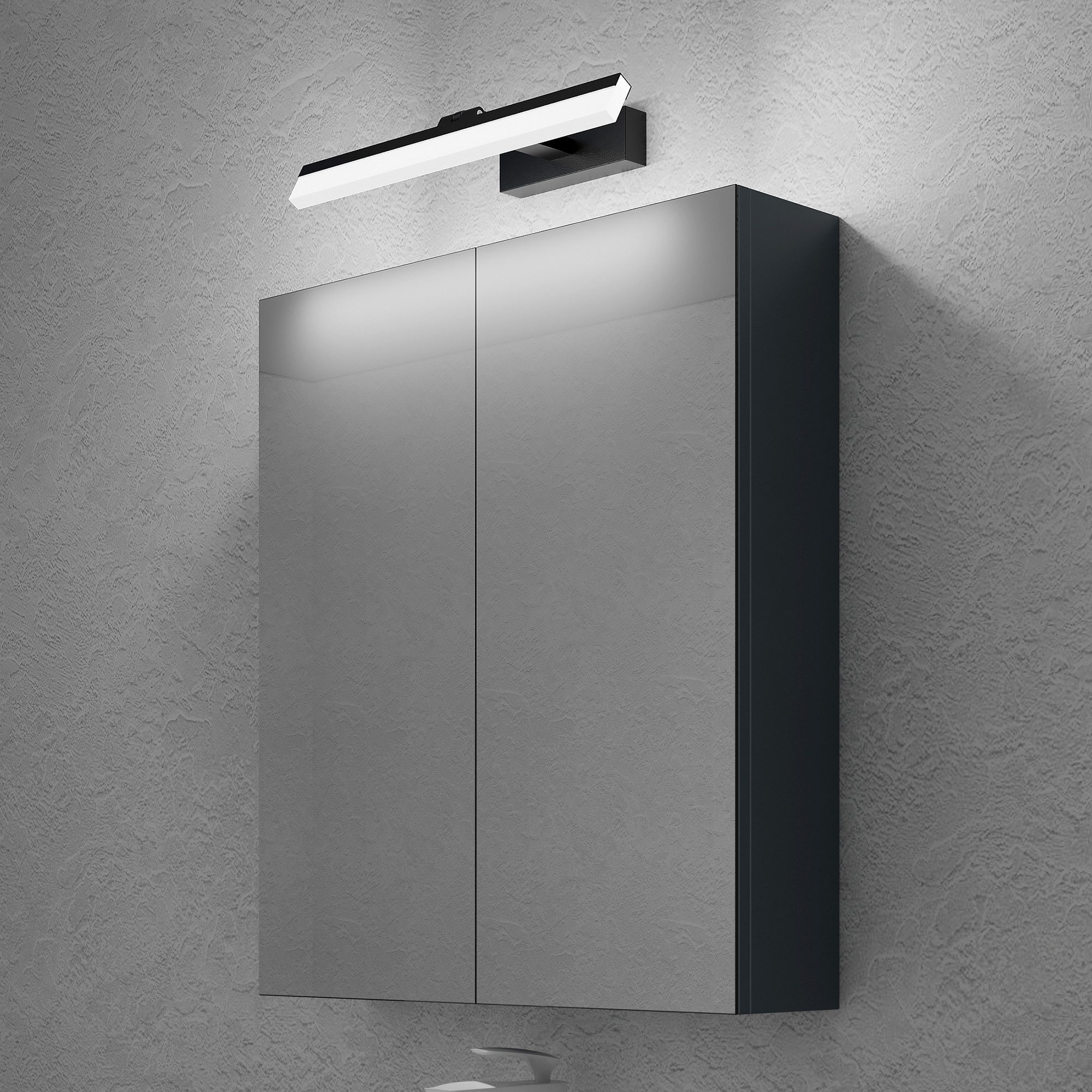 doporro Spiegelschrank Wandschrank mit 180° Drehbare LED Spiegelbeleuchtung Luxaris