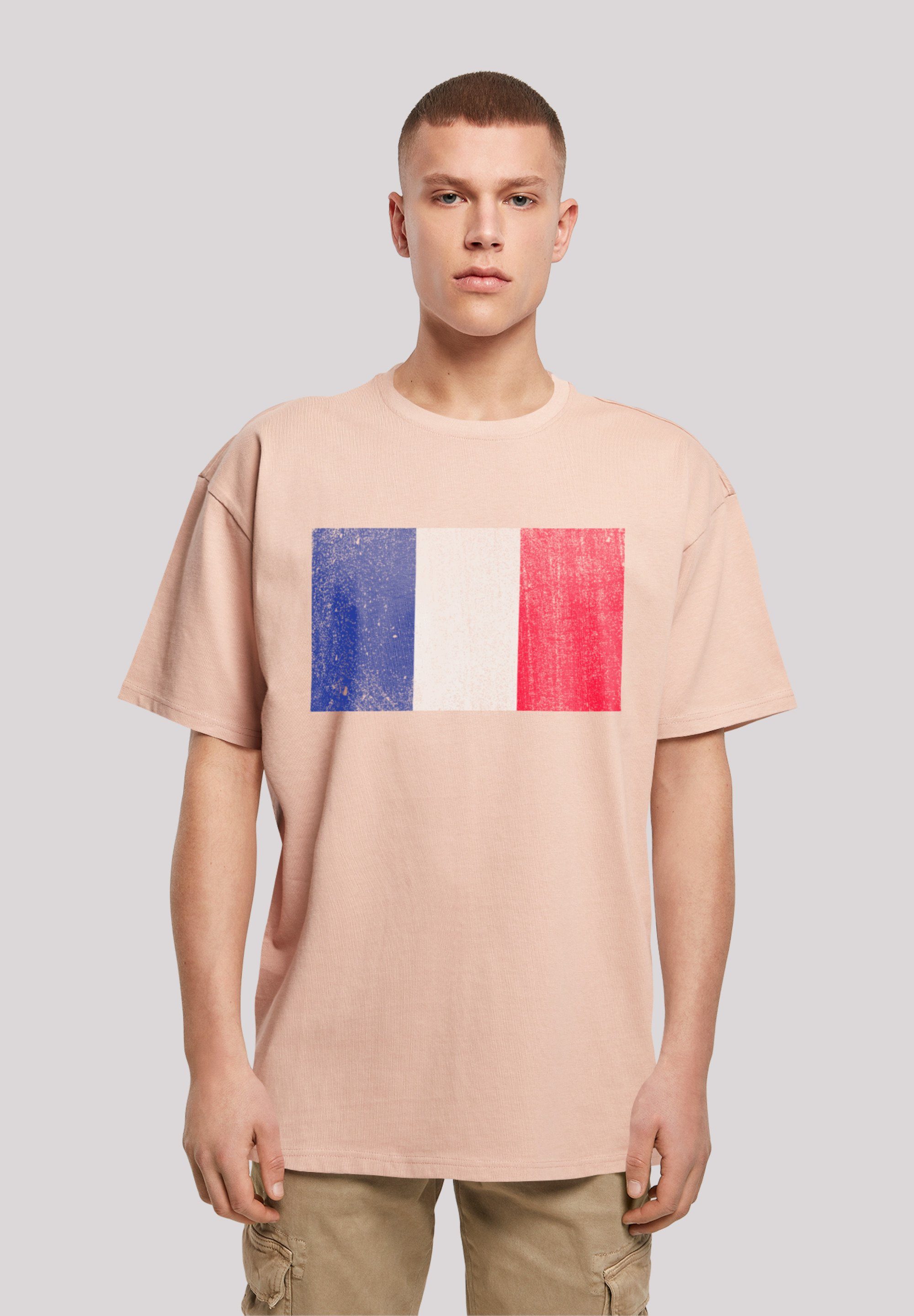 F4NT4STIC T-Shirt France Frankreich Flagge distressed Print, Weite Passform  und überschnittene Schultern
