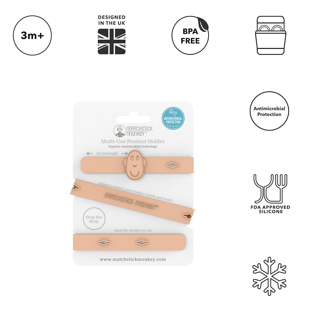 Matchstick Monkey Schnullerbefestigung Matchstick Monkey Halteband Befestigung an Kinderwagen, Autositz, Schnullerkette, Halteband