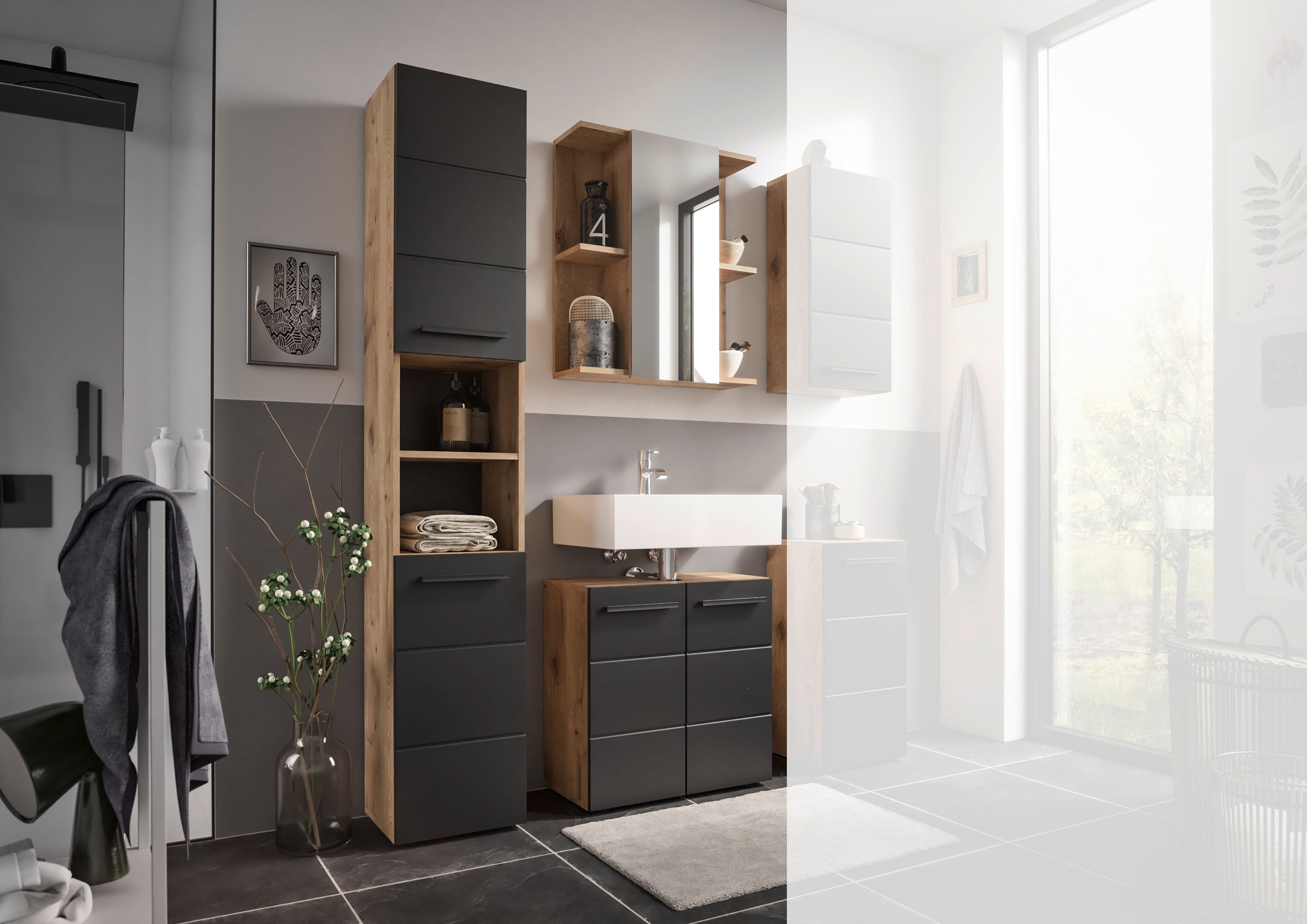 moebel-dich-auf Badmöbel-Set Vail, (Set 2, Hochschrank, günstig online kaufen
