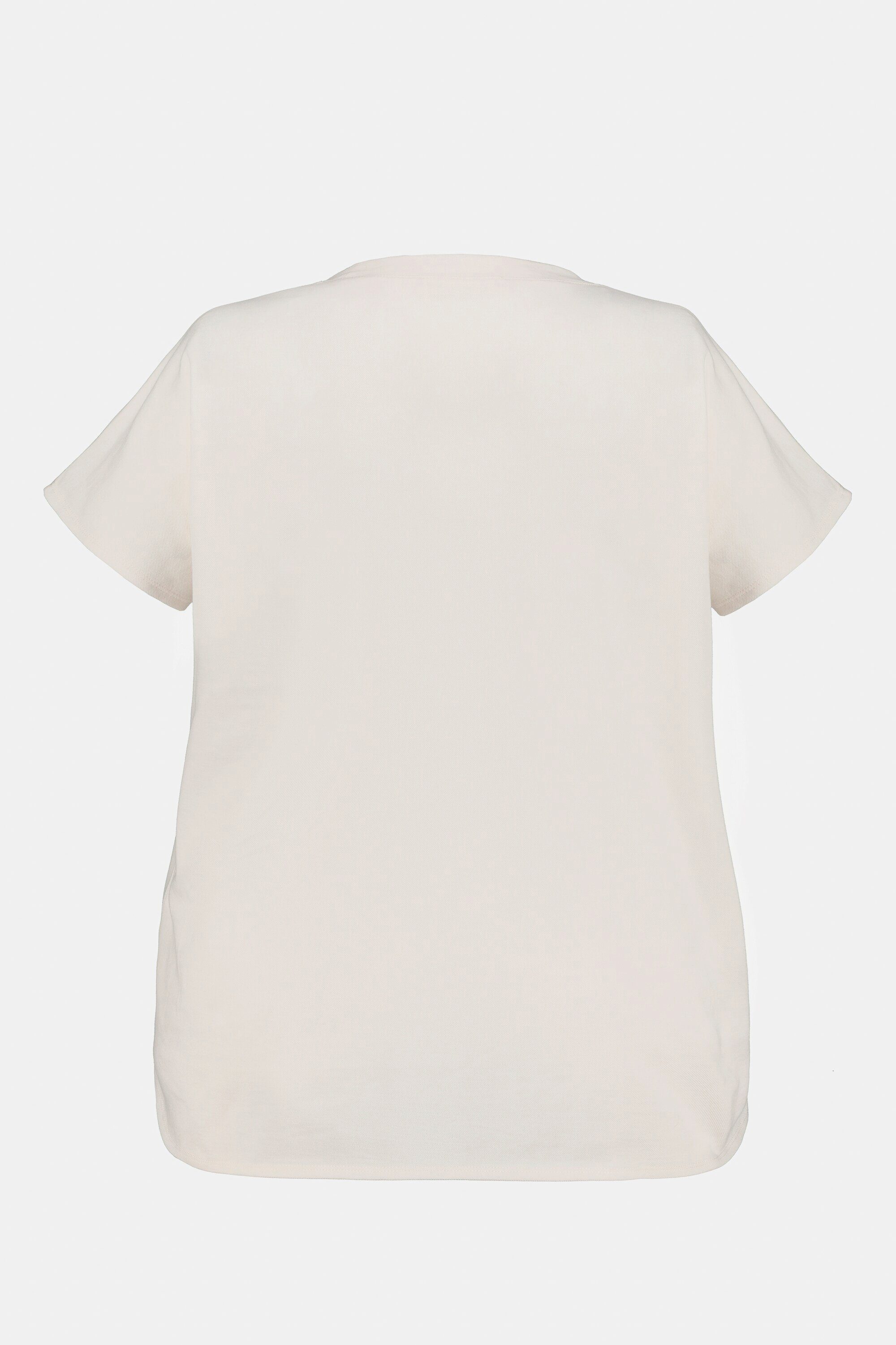 Ulla Piqué Halbarm champagner T-Shirt Biobaumwolle Rundhalsshirt Popken Oversized