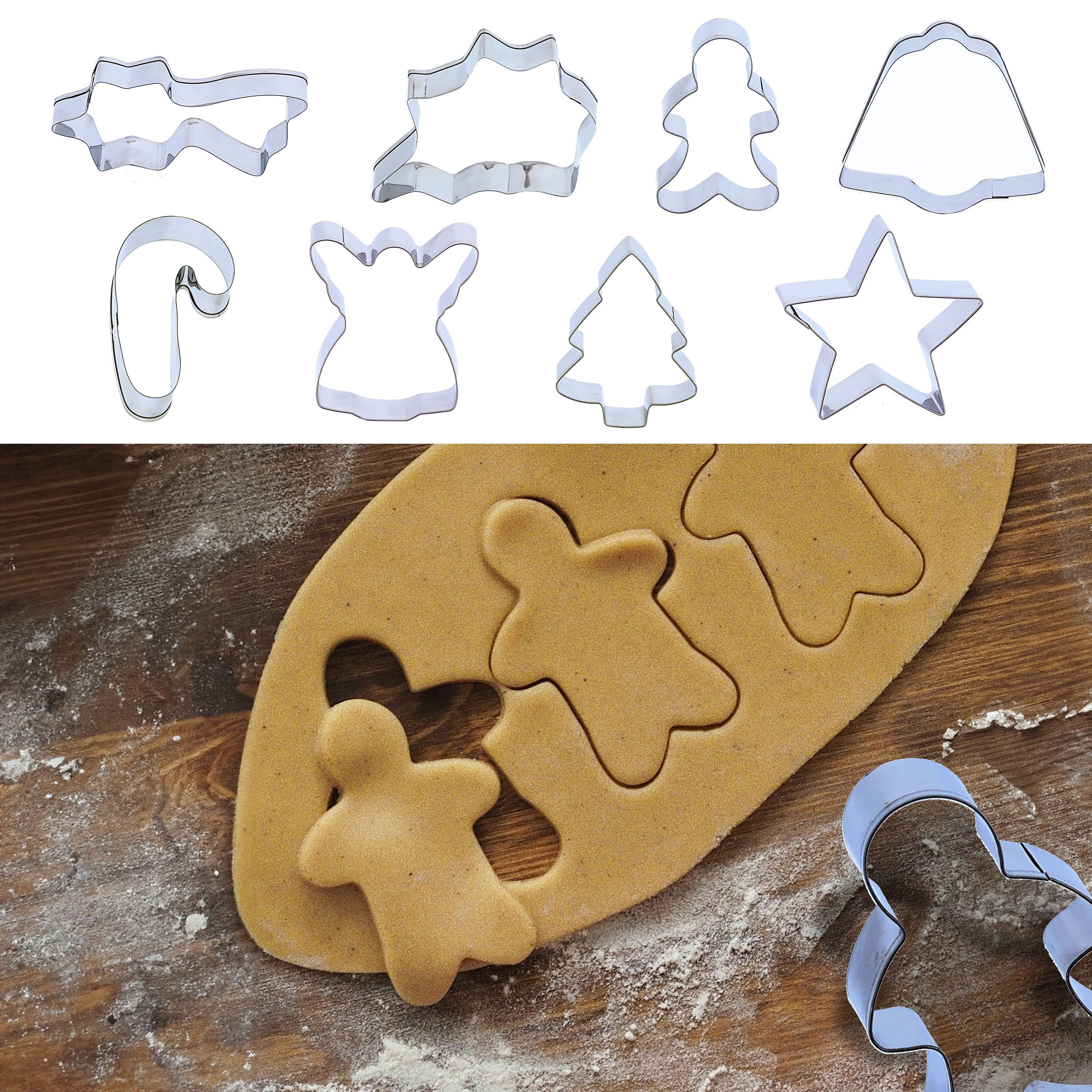Backform Keksausstecher Xmas Edelstahl 7cm Weihnachten 8 Motive Ausstechform