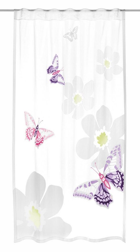 Gardine Fertigschal Butterfly Schmetterling, BxH 140x245cm, transparent,  Clever-Kauf-24