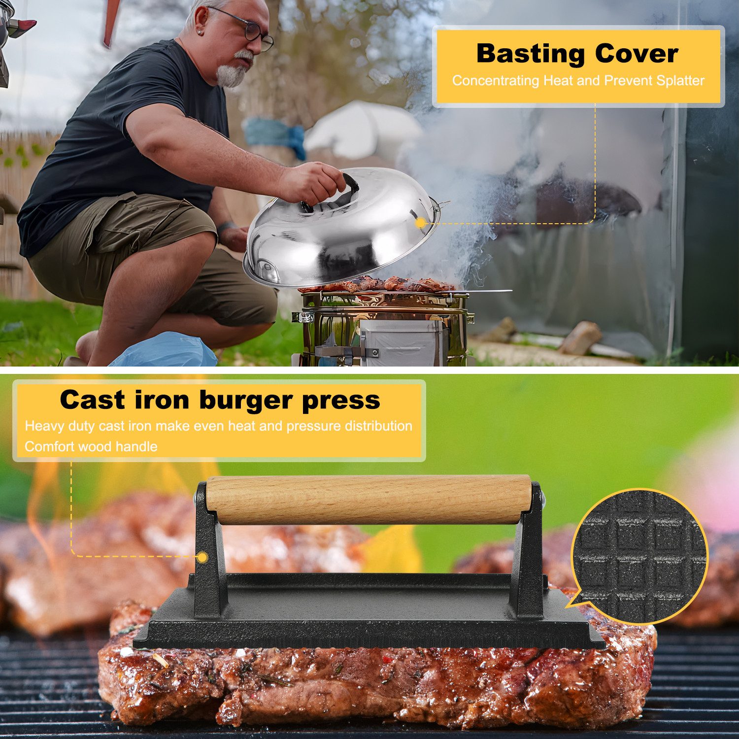 OSTWOLKE Grillbesteck-Set Grillspachtel Plancha Zubehör Teppanyaki BBQ Set Edelstahl, (27, 27 tlg), Geschenkset