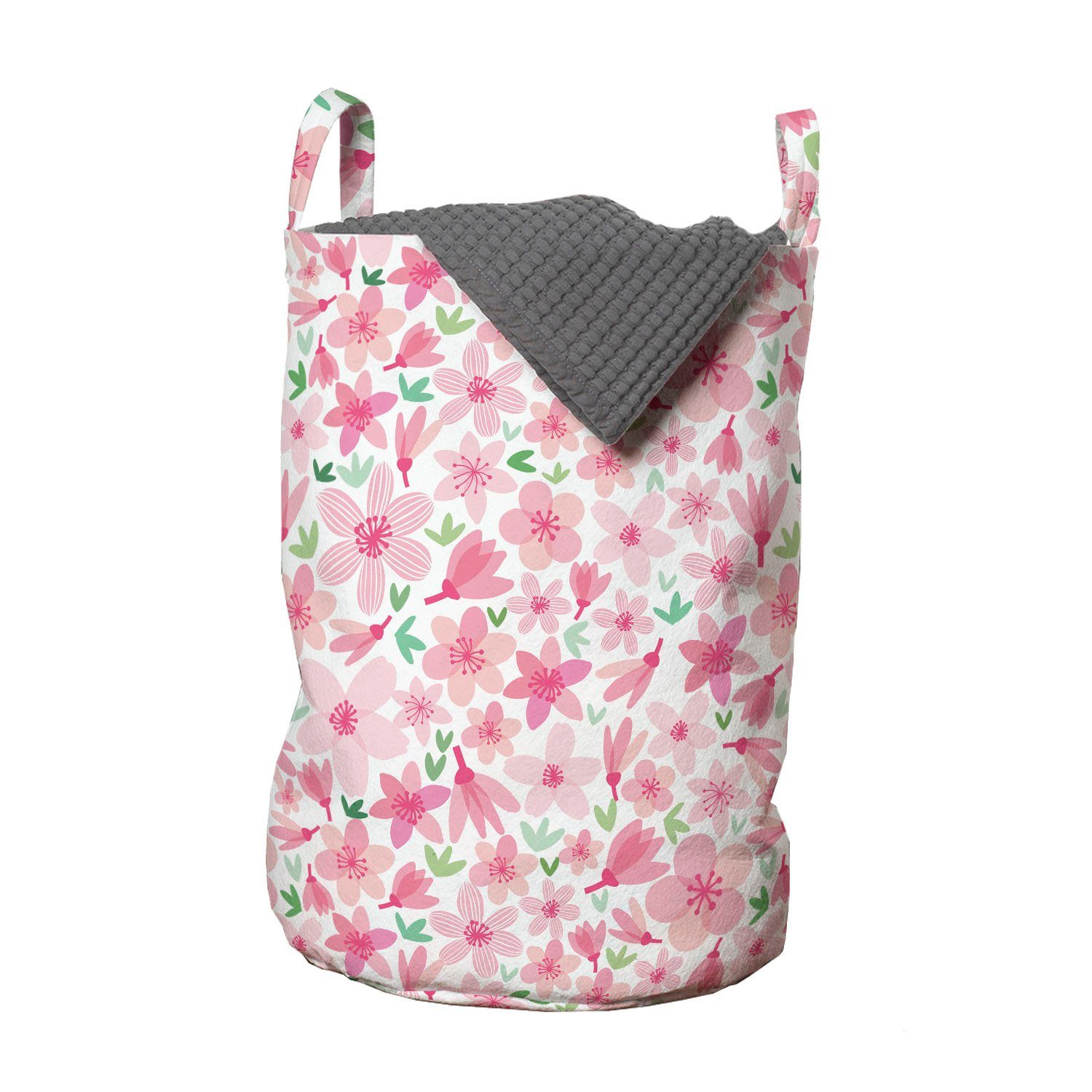 Wäschekorb Wäschesäckchen für vermischter Waschsalons, Abakuhaus Blossom Griffen mit Kirschblüte Kordelzugverschluss