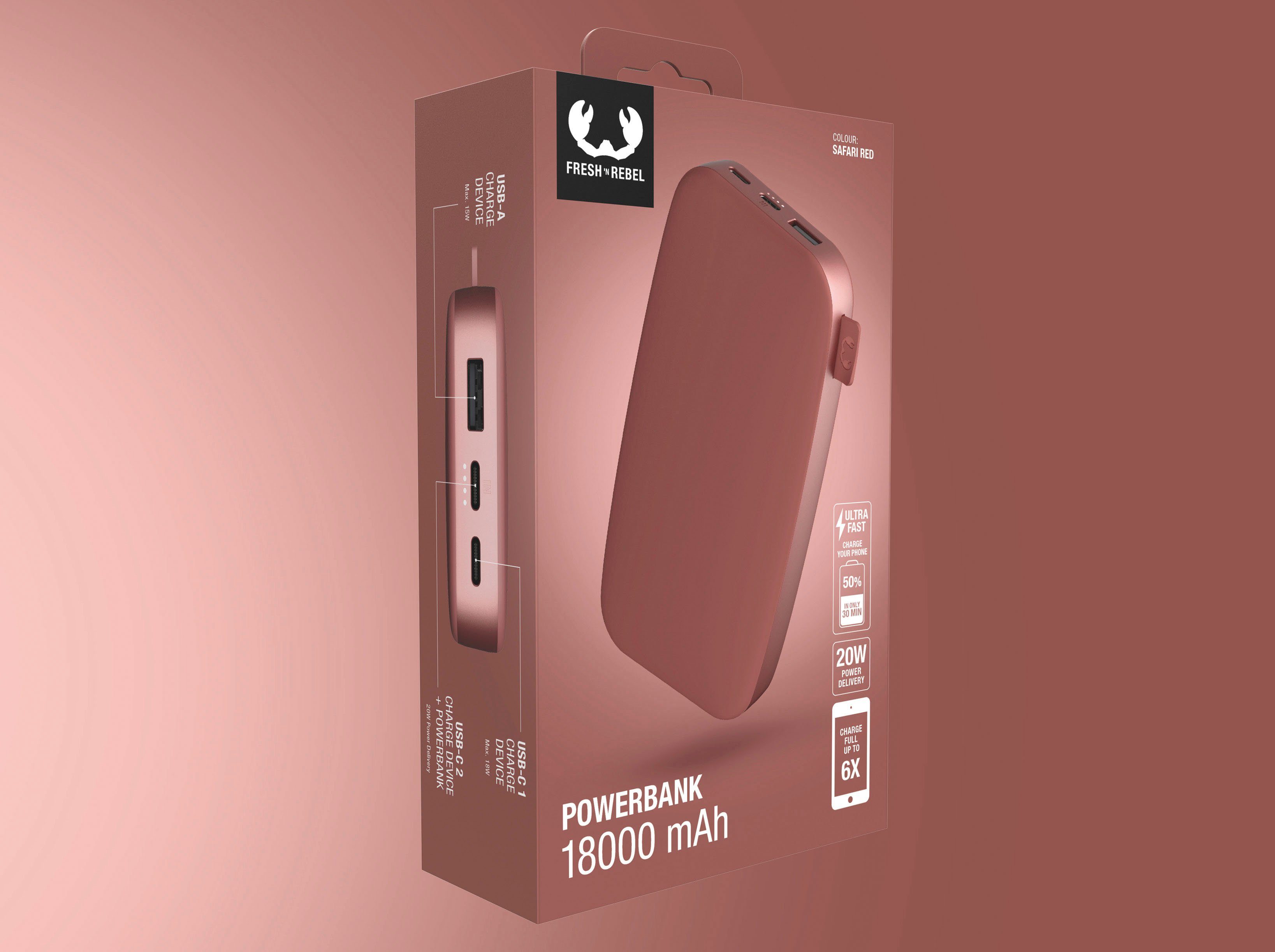 Charge 20W Pack mit Fast rot Power PD Fresh´n USB-C, 18000mAh Rebel Ultra & Powerbank