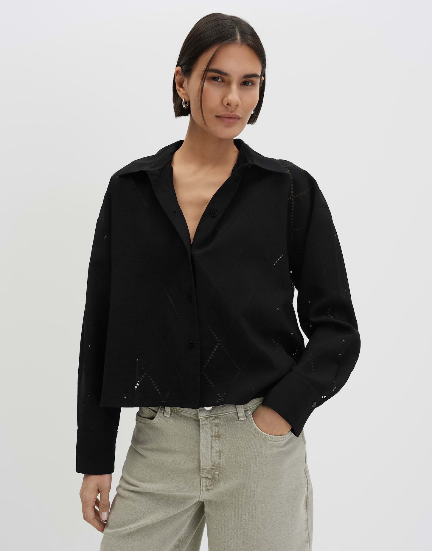 someday Hemdbluse mit dezenter Ausbrenner Textur Loose Fit Leichte Transparenz für einen modernen Look