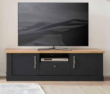 Furn.Design TV-Schrank Ribera (Lowboard in matt grau mit Wotan Eiche, 158 x 51 cm) mit Soft-Close-Funktion
