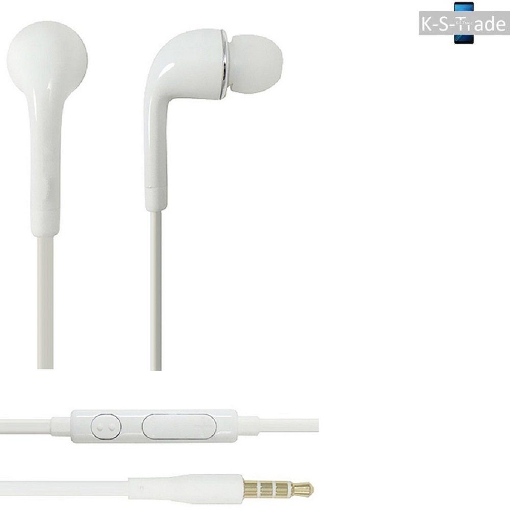K-S-Trade für Samsung Galaxy S10 (Dual-SIM) In-Ear-Kopfhörer (Kopfhörer Headset mit Mikrofon u Lautstärkeregler weiß 3,5mm)
