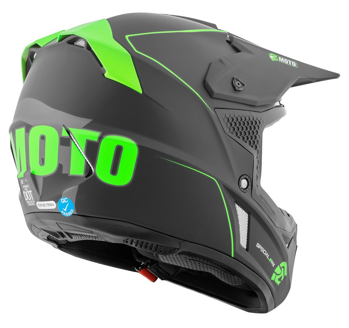 FC-Moto Motocrosshelm Merkur Straight Motocross Helm, Ratschenverschluss