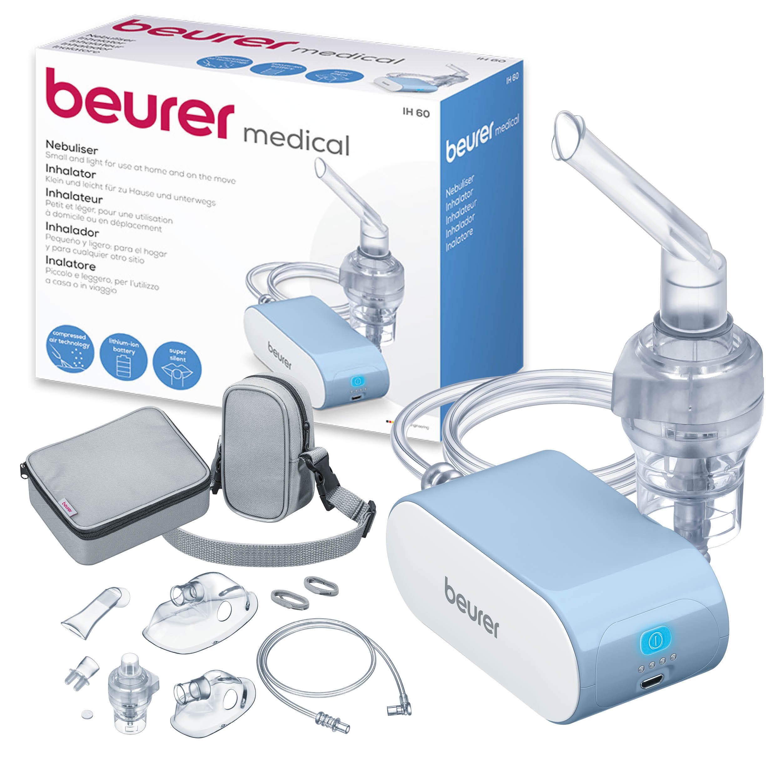 BEURER Inhalationsgerät IH 60 zur Behandlung der oberen und unteren Atemwege, Entspannte Anwendung durch flüsterleisten Betrieb