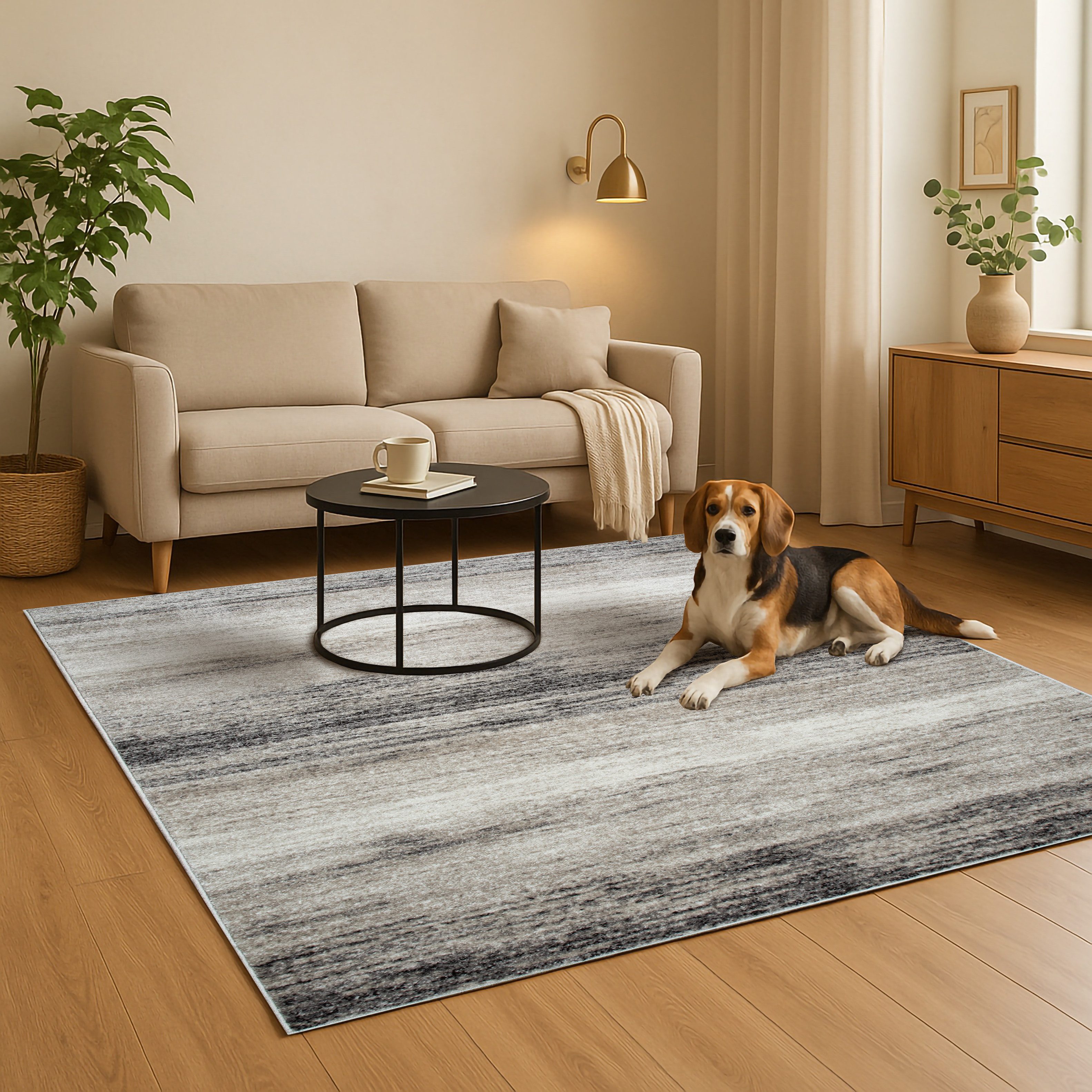 oKu-Tex Teppich Phoenix Wohnzimmerteppich, Kurzflor Beige meliert, Teppich, günstig online kaufen