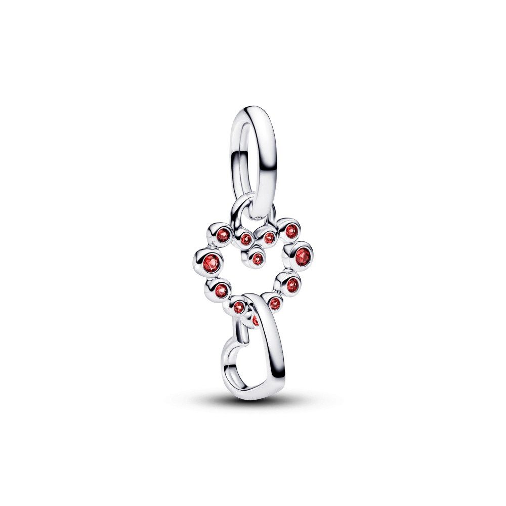 Pandora Charm-Einhänger Pandora Moments Verbundene Herzen & Rote Steine Charm-Anhänger 794435C (1-tlg)