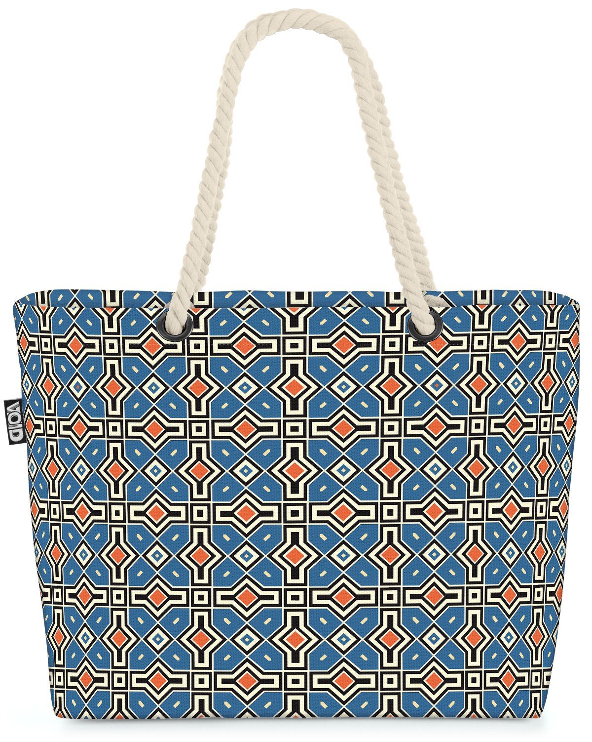 VOID Strandtasche (1-tlg), Arabesk Mosaik Kachel Muster Design Asien asiatisch japan blau orname
