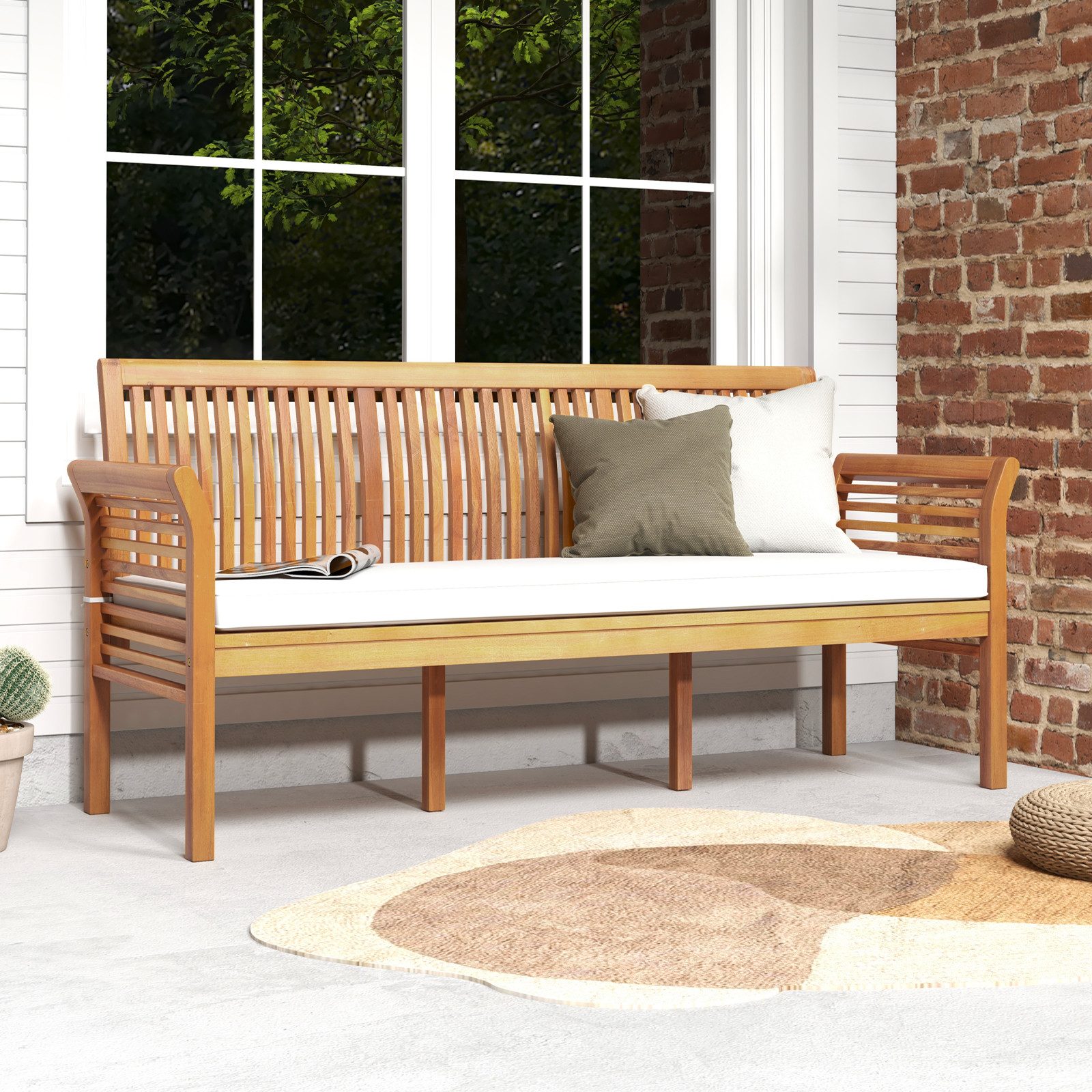COSTWAY Gartenbank, wetterfest, 3 Sitzer, Akazienholz, günstig online kaufen