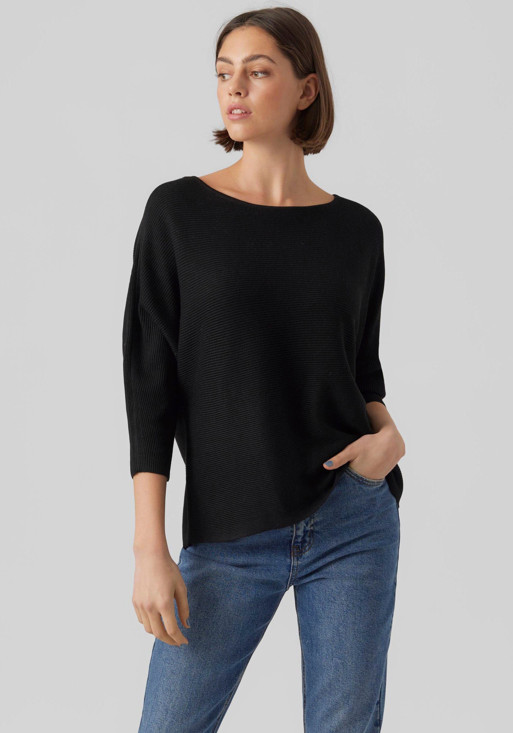 Vero Moda 3/4 Arm-Pullover VMNORA 3/4 BOATNECK BLOUSE NOOS Black