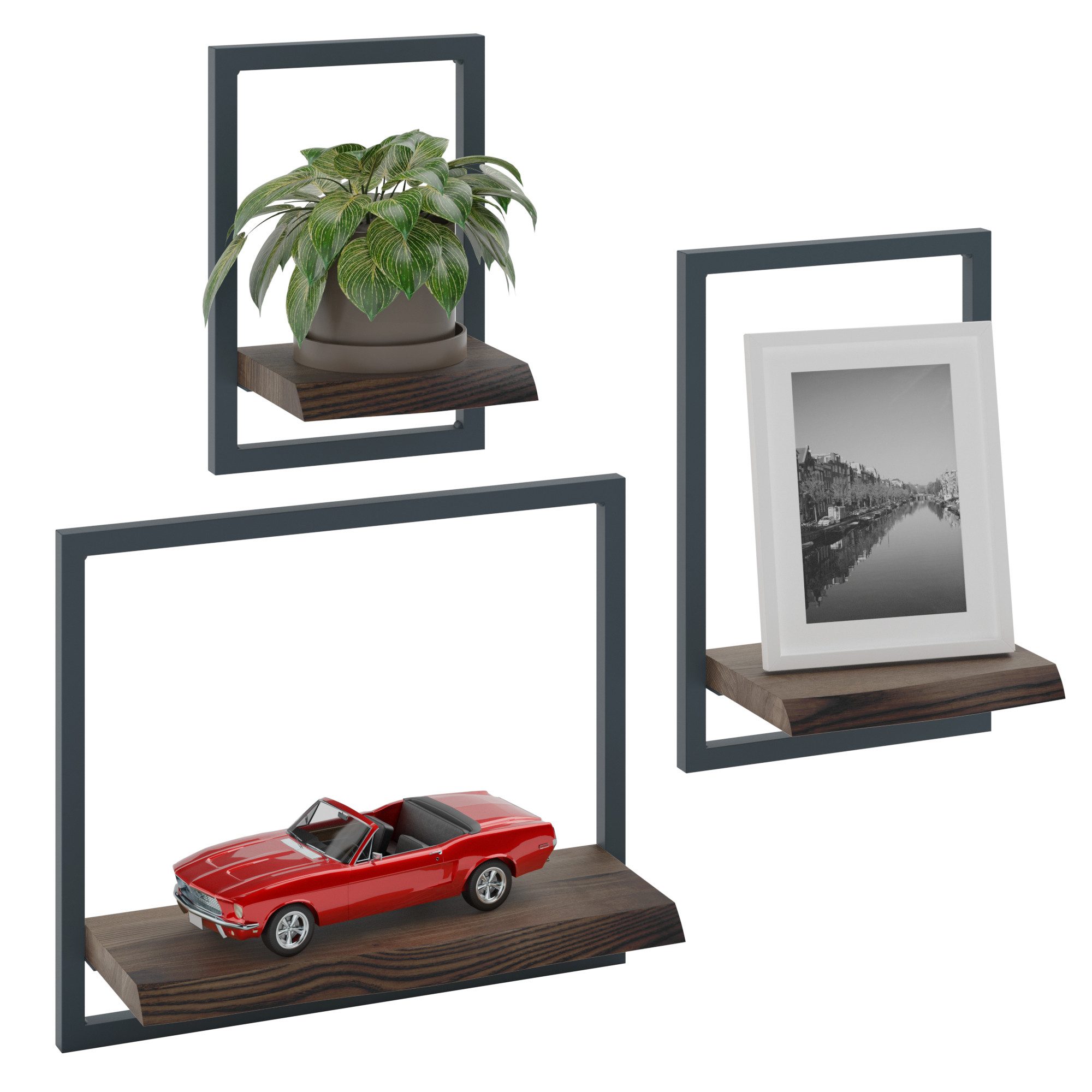 LAMO Manufaktur Wandregal Holz Set 3 günstig online kaufen