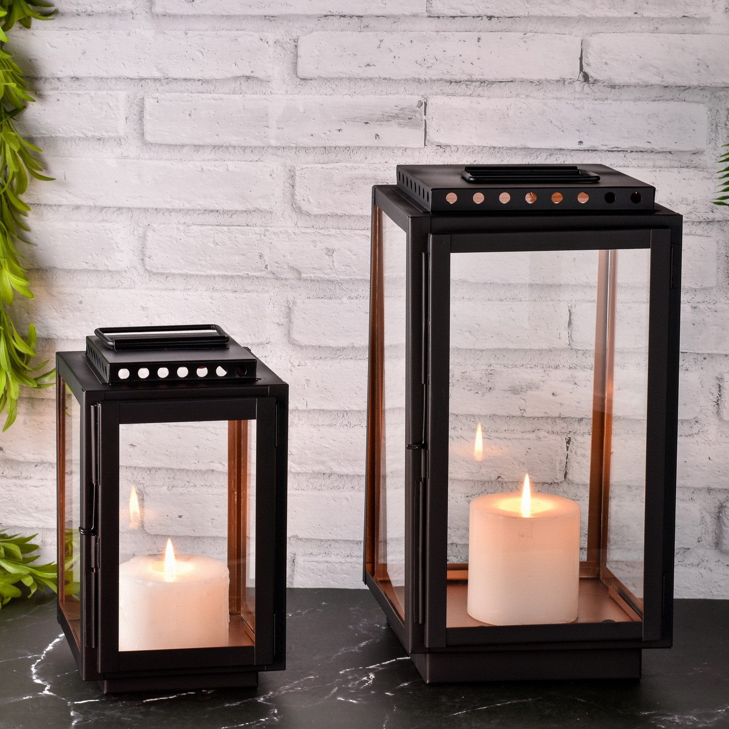 Teelichthalter 2er Set Skandinavisches Design Balkon Garten Windlicht Laterne Jona