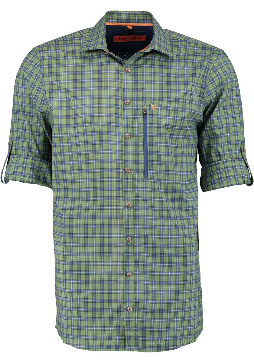 Tom Collins Langarmhemd Nysim Langarm Freizeithemd mit TC-Stickerei auf der Brusttasche