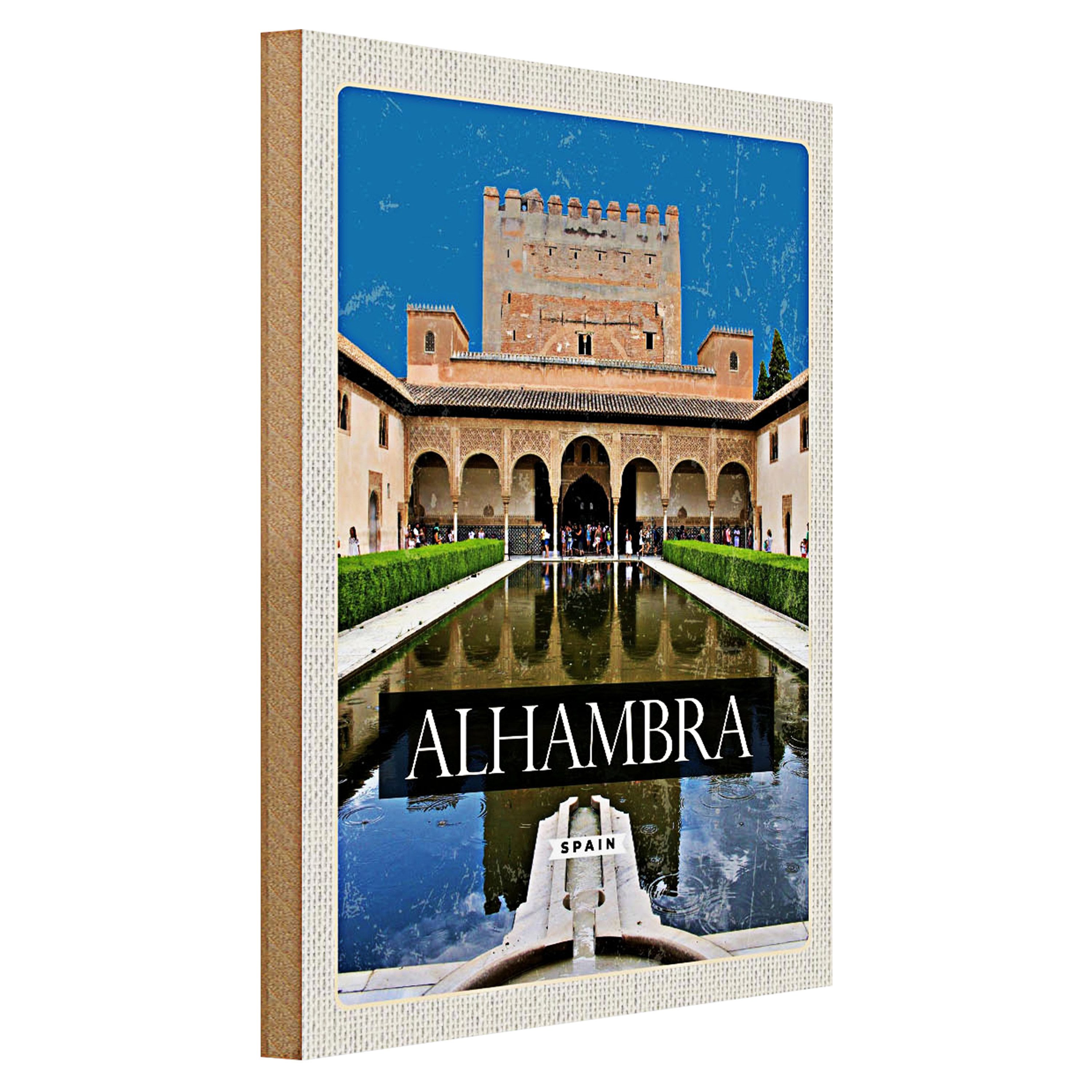 Roomando Holzbild Reise 30x40cm Retro Alhambra Spain Spanien