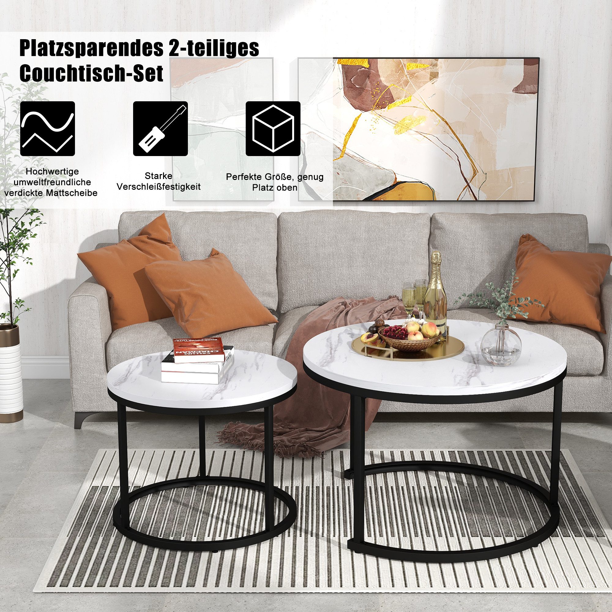 MODFU Couchtisch 2-in-1 runder Couchtisch (2 günstig online kaufen