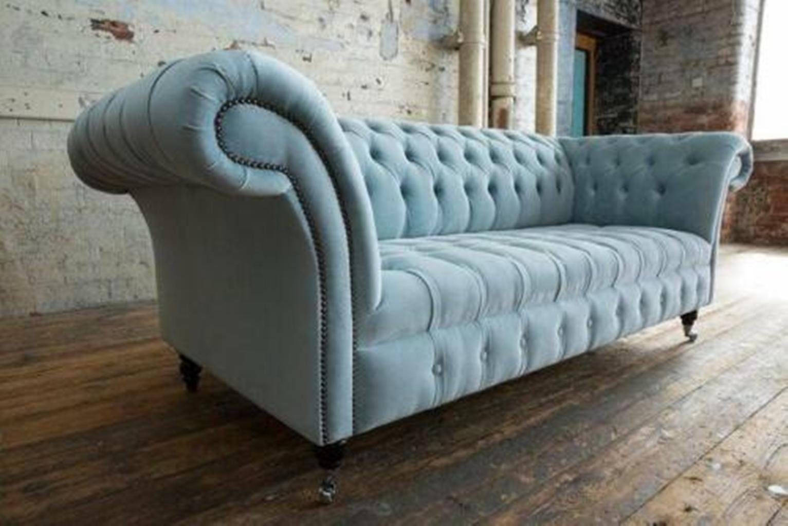 JVmoebel Chesterfield-Sofa Blauer luxus 3-Sitzer Chesterfield Couch luxus Sofa Modern Neu, Made in Europe
