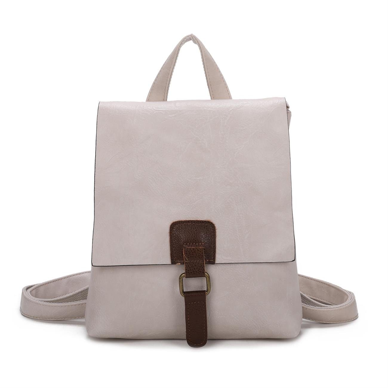 Messenger, Tasche Crossover tragbar Schultertasche, ITALYSHOP24 als Vintage Beige Rucksack Damen Rucksack Umhängetasche