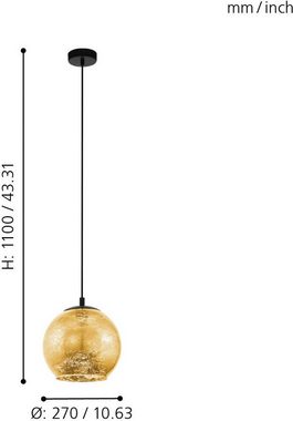 EGLO Pendelleuchte ALBARACCIN, Dimmfunktion, ohne Leuchtmittel, schwarz / Ø27 x H110 cm / Pendellampe - Esstischlampe / Wohnzimmer