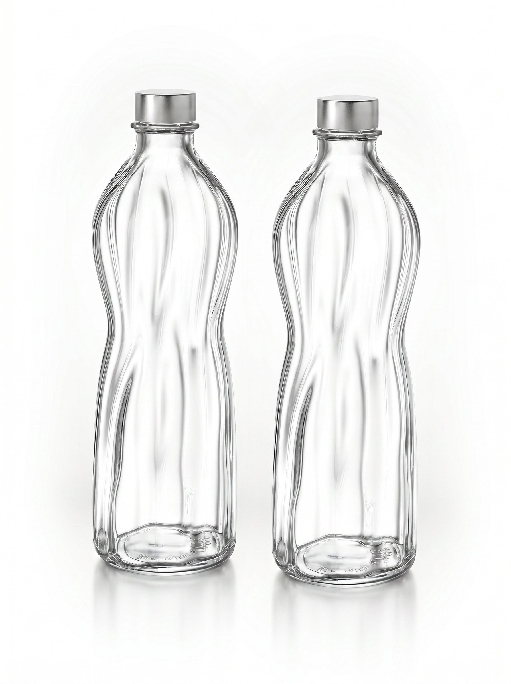WestCraft Trinkflasche Bormioli Aqua Flasche 1L Weiß 1 Liter 2x Glasflasche, Spülmaschinenfest, Glas, Edelstahl, kratzfest, Italia Qualitätsglas
