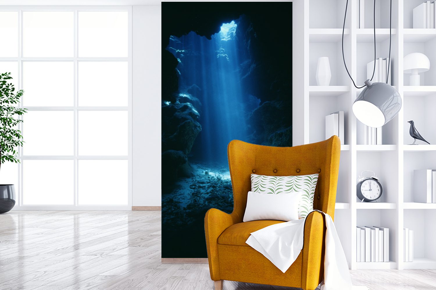 MuchoWow Fototapete Höhle Küche, Fototapete für klaren Grand (2 bedruckt, Cayman, Wohnzimmer Wasser Matt, St), blauen von Schlafzimmer im Vliestapete