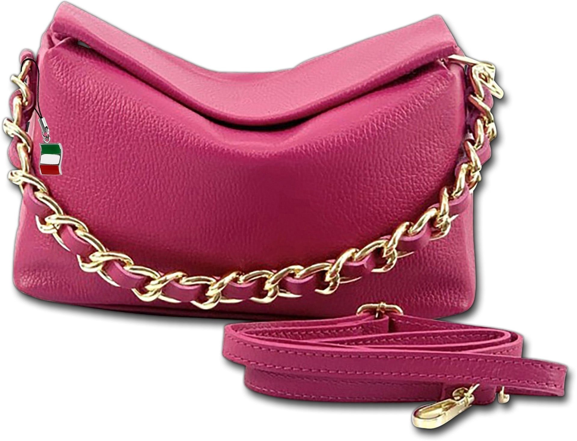 FLORENCE Umhängetasche Florence Umhängetasche Citytasche (Umhängetasche, Umhängetasche), Damen, Jugend Tasche Echtleder pink, fuchsia, Made-In Italy