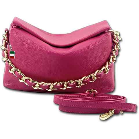 FLORENCE Umhängetasche Florence Umhängetasche Citytasche (Umhängetasche, Umhängetasche), Damen, Jugend Tasche Echtleder pink, fuchsia, Made-In Italy