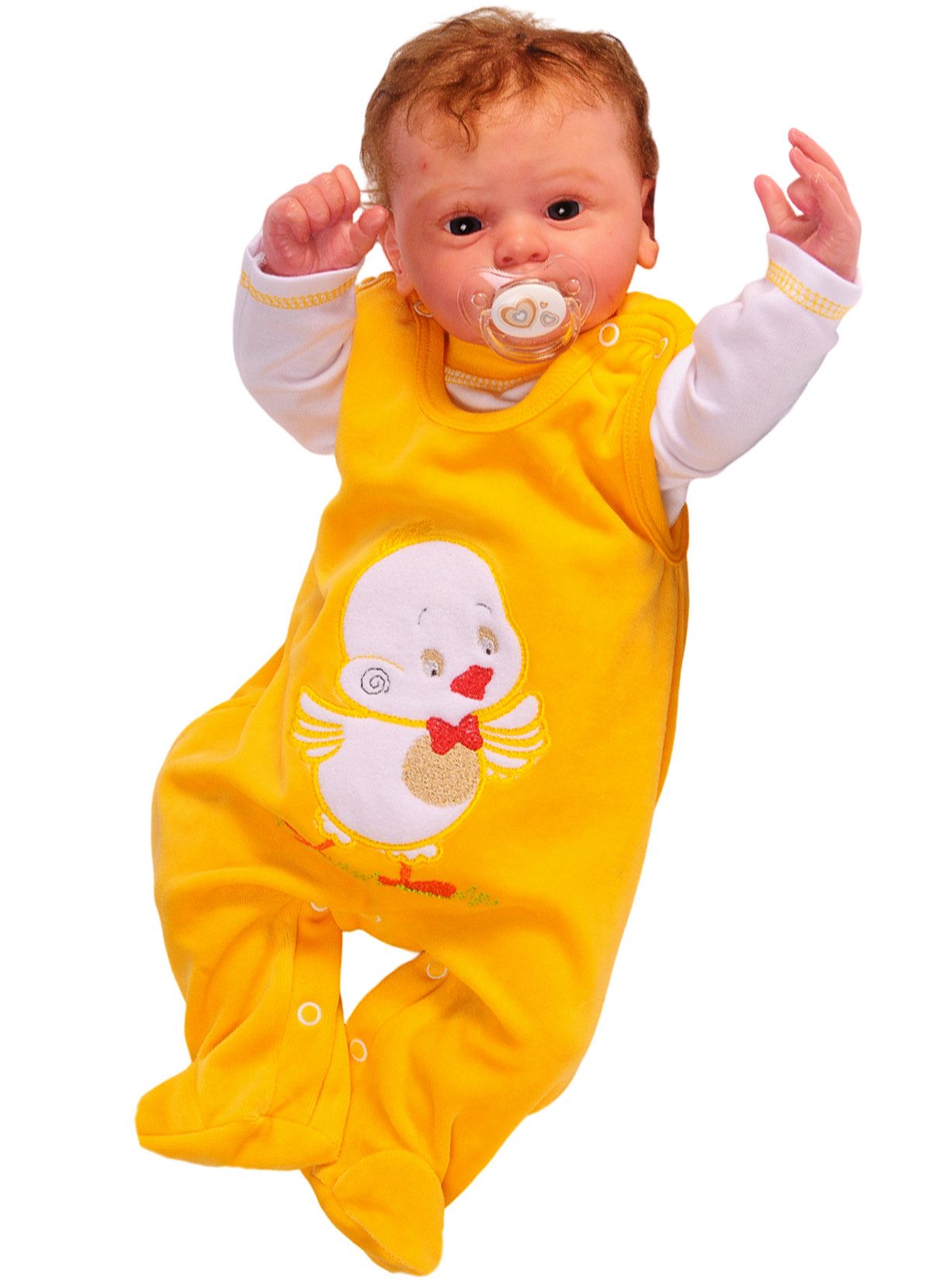La Bortini Ползунки Ползункиhose und Shirt Baby Anzug in Gelb mit Entchen aus weichem Velours, 44 50 56 62 68