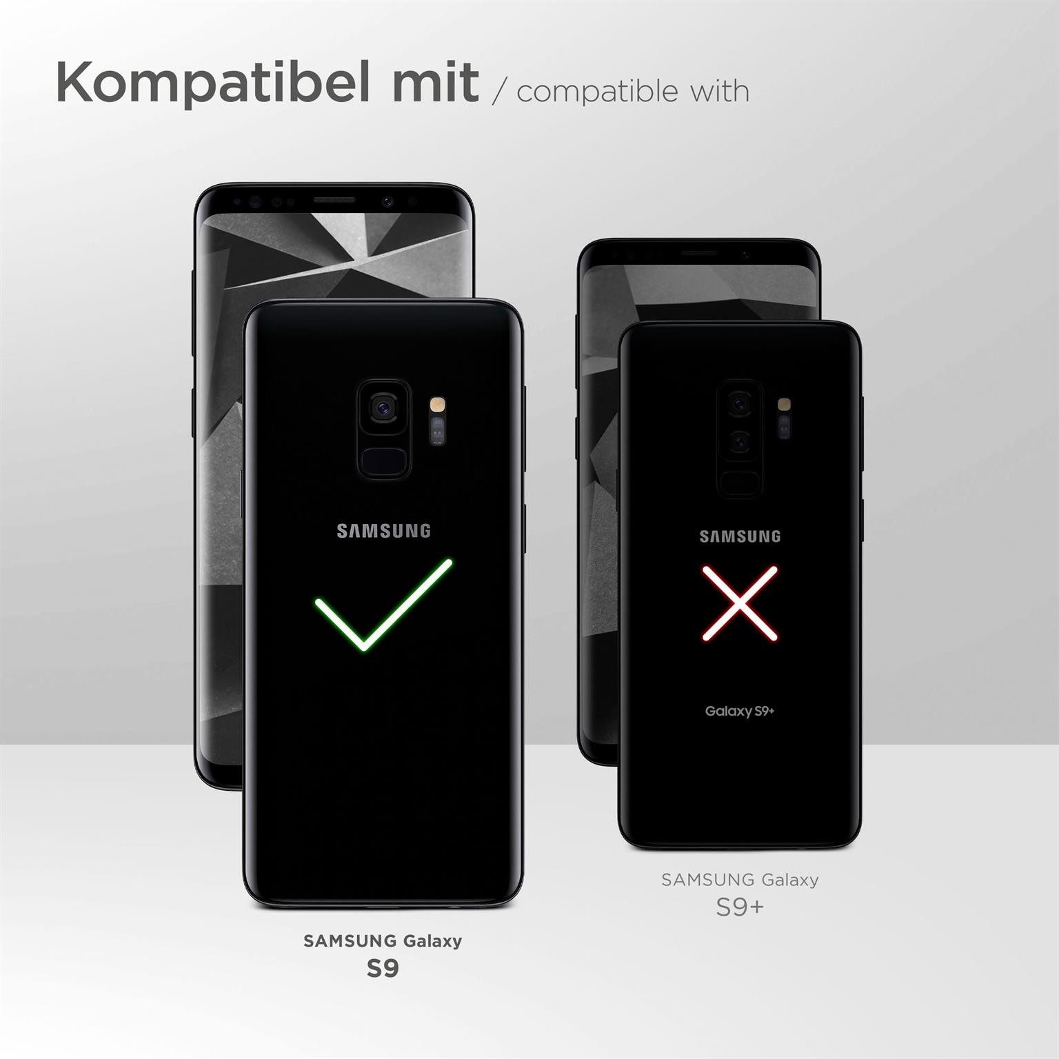 ONEFLOW Handyhülle für Samsung Galaxy S9 Premium Hülle Business Cover Rot 5,8 Zoll, 360 Grad Schutzhülle Flip Case Etui Klapphülle Dünn Leder Handy Tasche